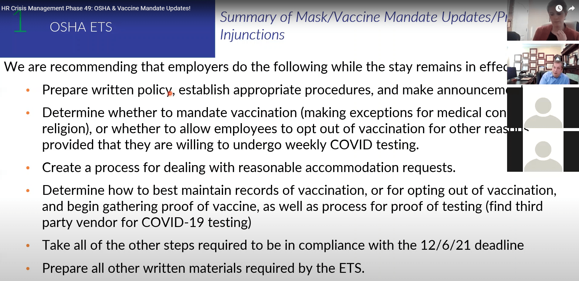 OSHA & Vaccine Mandate Updates - 12.7.24